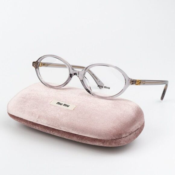 NEW Miu Miu MU01XV 12W1O1 Mauve Transparent Oval Unisex Eyeglasses VMU01X - Picture 4 of 12